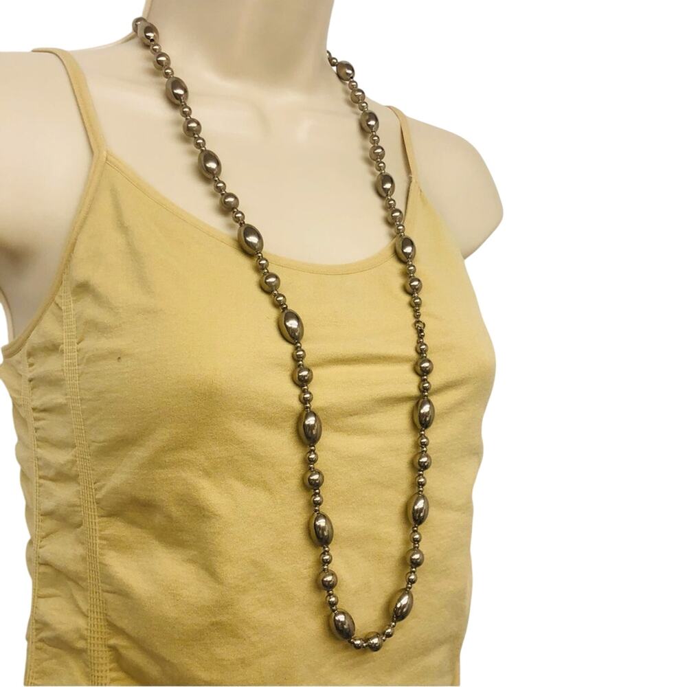 Vintage Signed MONET Silver-Tone Ball Bead Chain Necklace